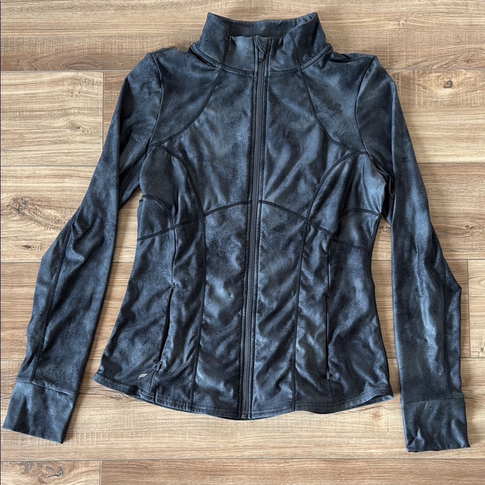 Fabletics Black Utility Jacket with High Collar and Contoured Fit